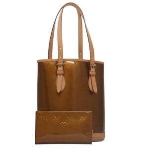LOUIS VUITTON Monogram Vernis Bucket PM Shoulder Bag Bronze LV Auth 105482AV